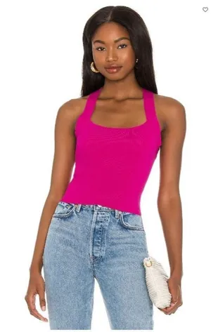NEW NBD Tia Tie Back Top in Fuchsia Sz S Pink thumbnail 1