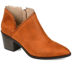 Journee Collection Womens Booties Size 8 Rust Orange Tessa Inside Zip Stacked Heel Almond thumbnail 1
