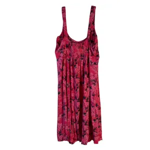Fresh Produce Pink Floral Tropical Midi Dress XL Smocked Back 21937 Made in‎ USA thumbnail 2