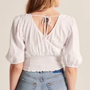 NWT Abercrombie & Fitch Striped Linen Wrap Top XS thumbnail 3