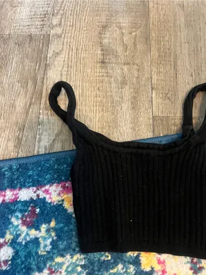 Wilfred Black Ribbed Knit Crop Tank Top - Women's thumbnail 7