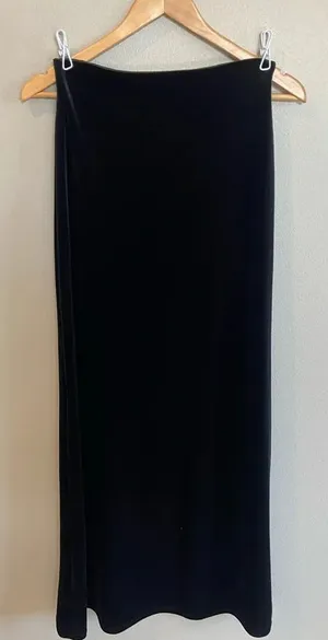 JESSICA MCCLINTOCK VINTAGE Y2K‎ Millennium 2000 Black Velvet Maxi Skirt S… thumbnail 1