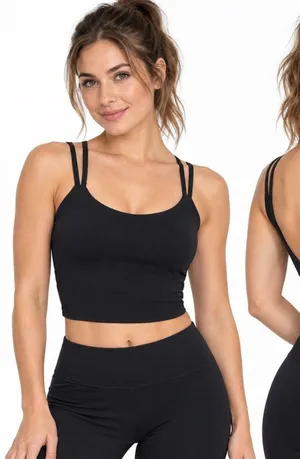 LUYAA Sports Bra Small Black Backless Twist Padded Strappy Yoga Workout Crop Top thumbnail 1