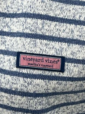 Vineyard Vines Womens Blue White Striped Full Zip Mock Neck Fleece Vest Medium thumbnail 2