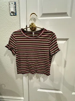 Violet Moon stripped Y2K top. Vintage, retro, Summer night thumbnail 3