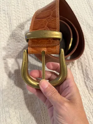 Forenza Vintage Genuine Leather Embossed Brown Belt with Brass Hardware Size L thumbnail 2