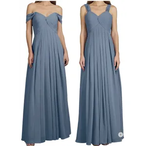 New Azazie Kaitlynn Twilight Blue Empire Ruched Chiffon Convertible‎ Dress 14 thumbnail 6
