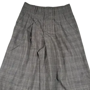 Alice + Olivia Wide Leg Pants Womens 4 Gray Glen Plaid High Waist Wool Office thumbnail 1