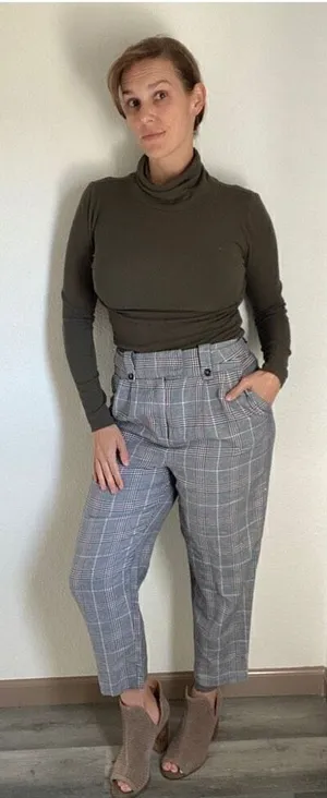 Loft Turtleneck Shirt Ribbed Long Sleeve XS Stretch Olive Green thumbnail 1
