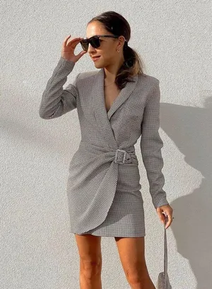 ZARA Houndstooth Blazer Dress thumbnail 1