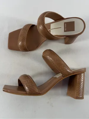 Dolce Vita Textured Double-Strap Block Heel Square Toe‎ Sandal Brown Size 8.5 thumbnail 2