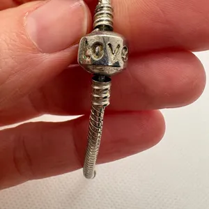 Vintage Sterling Silver 925 Snake Chain Charm Bracelet Love Barrel Clasp 7.75in thumbnail 4