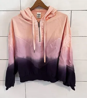 Victoria’s Secret Pink/Purple Ombre Quarter Zip Cropped Hoodie. Size Medium thumbnail 2
