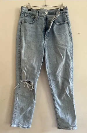 Madewell Jeans The Perfect Vintage Crop Jean 28 Distressed Light Wash Minimalist thumbnail 1