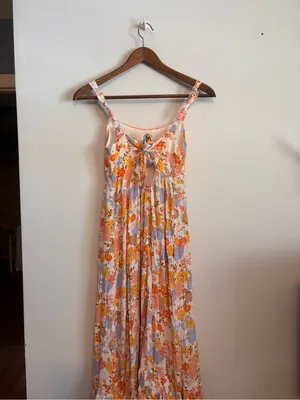 Anthropologie Abel the Label Orange Pink Floral Maxi Sun Dress thumbnail 6