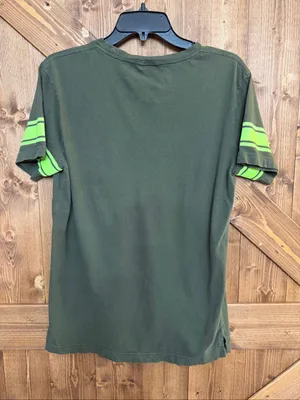 PINK Victoria’s Secret Women’s XS Green Neon Stripe Pocket T-Shirt 100% Cotton(9 thumbnail 5