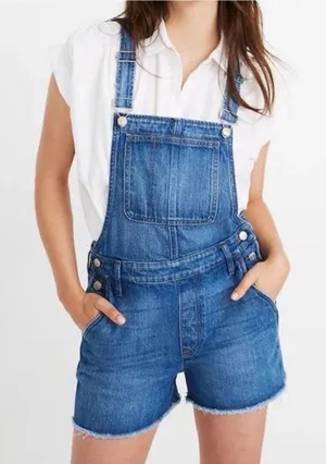 Madewell Women’s Blue Adirondack Short Overalls thumbnail 1
