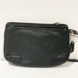 Coach Black Penelope Medium Smooth Leather Wristlet Wallet Card Coin Holder thumbnail 4