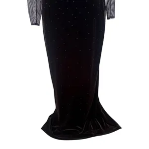 VTG 90s‎ Cache Velvet Beaded Evening Gown XS Brown Sheer Mesh Maxi FairyGrunge thumbnail 4