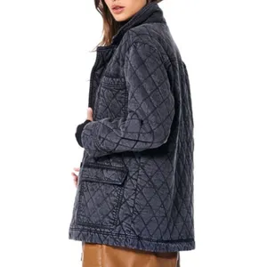 Young Fabulous and Broke Anthropologie Walker Mineral wash-black Quilted Shacket jacket thumbnail 5