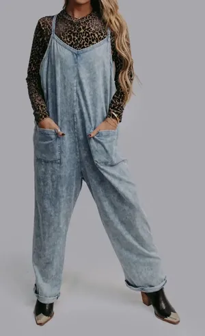 Sincerely Jules Mineral Wash Jumpsuit sz M thumbnail 1