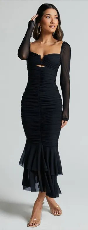 Showpo Here Comes the Sun Arabella Mesh Midi Dress thumbnail 1