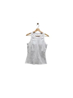 Boutique Built In Bra Ribbed Tank Top White Size XL Minimalist Neutral Summer thumbnail 2