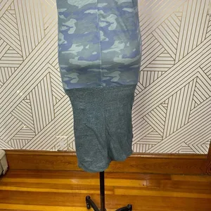 Monrow Camo Tee Shirt‎ Dress Succulent Green Short Sleeve Ruched Size US Small thumbnail 9