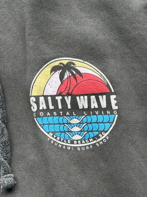 tsunami surf shop gray salty wave costal living myrtle beach, sc graphic sweatshirt thumbnail 2