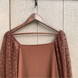Cato Womens Shirt Blouse Brown Floral Mesh Long Sleeve V Neck Plus Size 22/24 thumbnail 5