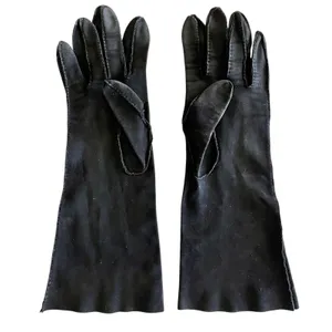 Vintage Leather-Tailored Black Fabric Forearm Long Evening Gloves Size 7 thumbnail 4