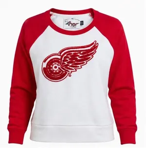 Detroit Red Wings Sweatshirt Womens L G-III 4Her NHL Fleece Chenille Logo Raglan thumbnail 1
