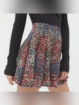 UO Millie Button-Front Mini Skirt Floral Mini Skirt - Cream Autumn Floral S-P thumbnail 4