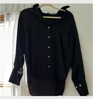 ZARA Black Satin Button-Up thumbnail 1