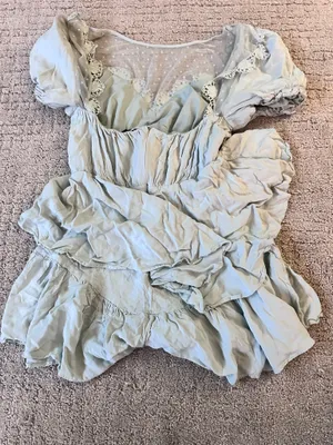 ZESICA Sage Green Puff Sleeve Romper Size Medium thumbnail 4