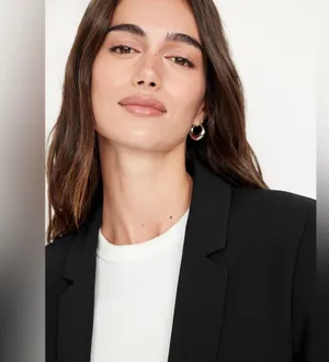 Old Navy Classic Ponte Knit Blazer Black XS One Button Dark Academia Preppy NWT thumbnail 2