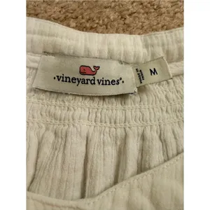 Vineyard Vines White 100% Cotton Gauze Smocked Boho Peasant Blouse‎ Top Medium thumbnail 3
