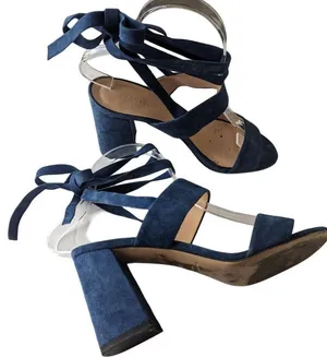 Club Monaco Wrap Sandals Aelena Size 7 Blue Suede Heeled thumbnail 6