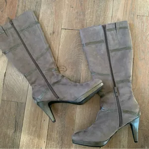 Impo Sport Grey Faux Suede Turner Tall Heeled Knee high Boots Size 8.5 thumbnail 9