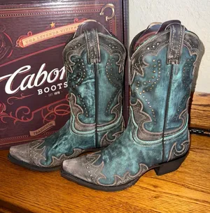 Teal Western Ankle Boots for Women thumbnail 1