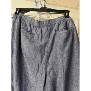 Old Navy Womens‎ XXL Blue Linen Blend Elastic Waist Tapered Leg Chambray Pants thumbnail 5