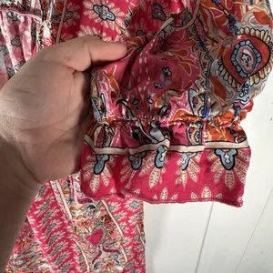 Elings Women’s XL Pink Boho Paisley Print V Neck Mini Dress thumbnail 7