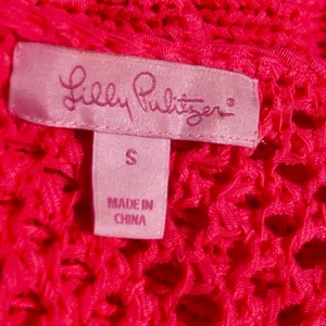 Lilly Pulitzer Women Crochet Tunic Top S Fringe Hem Pink Boho‎ Festival Resort thumbnail 6