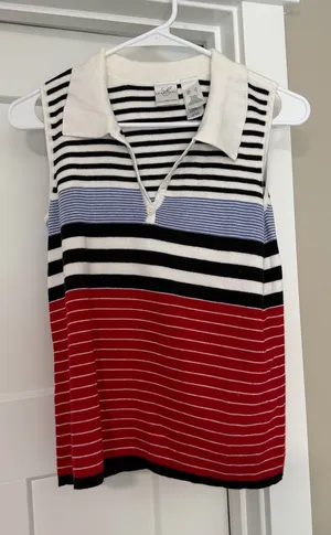 Vintage Emma James Sleeveless Striped Polo Tank thumbnail 1