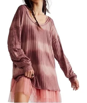 We The Free Free People Sunset Tee in‎ Chocolate Merlot Size XS Lagen Look Boho thumbnail 1