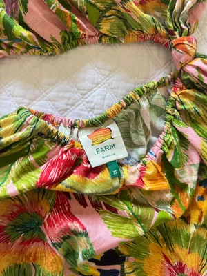 Farm Rio One-Shoulder Mini Dress Macaw Leaves thumbnail 6