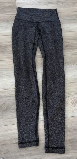 Lululemon Wunder Under High Rise Leggings Herringbone Black White Size 2 thumbnail 1