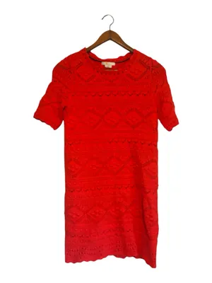 Boden Bright Red Women's Knit Crochet Claudia Mini Textured Summer Shift Dress thumbnail 4