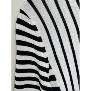 Max‎ Mara Cream Black Striped 3/4 Sleeve Top Sz S thumbnail 3