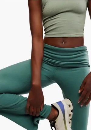 FP movement Teal Fold over High waisted Flare Pants thumbnail 1